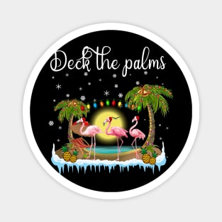 Deck the Palms Merry Flamingo Christmas Magnet